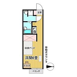 ホワイトプラム1 ワンルームの間取図画像