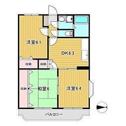 ユーミーマンション加茂川 3DKの間取図画像