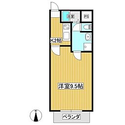 カレント井ノ口B 1Kの間取図画像