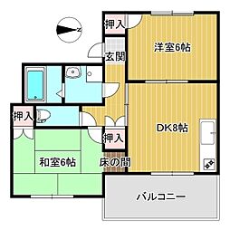 コーポ高野 2DKの間取図画像