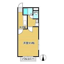 カレント井ノ口B 1Kの間取図画像