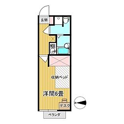 トムズハウス2 1Kの間取図画像