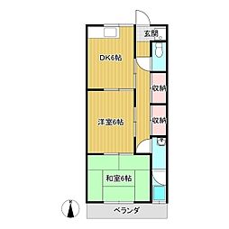 山本コーポ 2DKの間取図画像