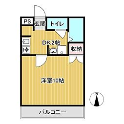 緑水園コーポ 1Kの間取図画像