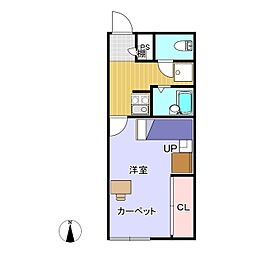 レオパレス花水木 1Kの間取図画像