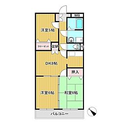 ユーミーマンション多田 3DKの間取図画像