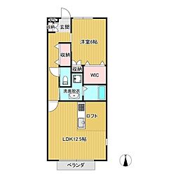 シエルヴェルト川崎B 1LDKの間取図画像