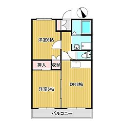 シャガール八子 2DKの間取図画像