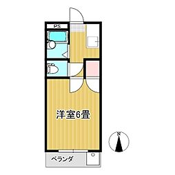 クリオコート小原B棟 1Kの間取図画像