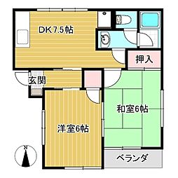 コーポコスモス 2DKの間取図画像