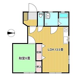 コーポミュレット 1LDKの間取図画像