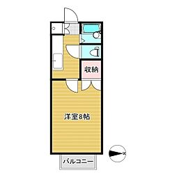 コーポユリカ 1Kの間取図画像
