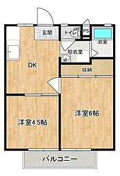 清成ハイツ 2DKの間取図画像