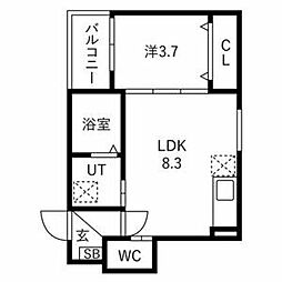 ルアナテラス38 1LDKの間取図画像