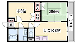 コスモハイツ 2LDKの間取図画像