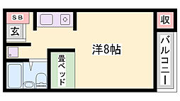 ジュネス新在家 ワンルームの間取図画像