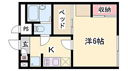 レオパレスファイズ 1Kの間取図画像