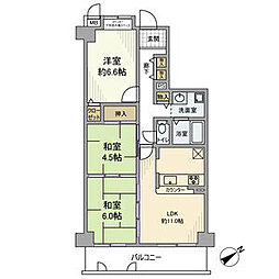 ルイシャトレ東加古川 3LDKの間取図画像