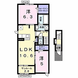 メゾン・シャトンII 2LDKの間取図画像