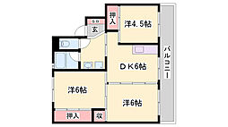 ビレッジハウス三草1棟 3DKの間取図画像