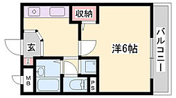 ハビテーション今宿 1Kの間取図画像