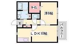 ル・シェモア 1LDKの間取図画像