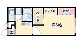 レオパレスグリーングラス 1Kの間取図画像