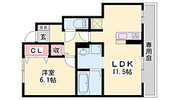 メゾンラフィーネ 1LDKの間取図画像