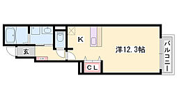 サニーパレスC棟 1Kの間取図画像