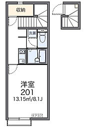 レオネクスト玉手2 1Kの間取図画像