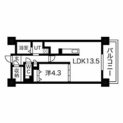 THEMUSE駅南 1LDKの間取図画像