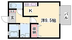 アミティエ下野田 ワンルームの間取図画像