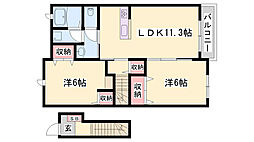 ファンターナ 2LDKの間取図画像