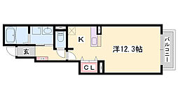 スマイルタウンB 1Kの間取図画像
