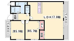 ベーセ・ベージェ西今宿 2LDKの間取図画像