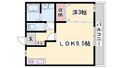 ローレルコート宮西 1LDKの間取図画像