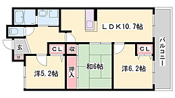 サンワプラザ福崎3 3LDKの間取図画像
