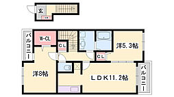アバンツァート東浜 2LDKの間取図画像