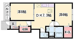 フェリア糸井F 2DKの間取図画像