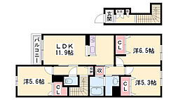 シャンティ夢前A 3LDKの間取図画像
