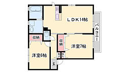 シャーメゾンキサ砥堀 2LDKの間取図画像