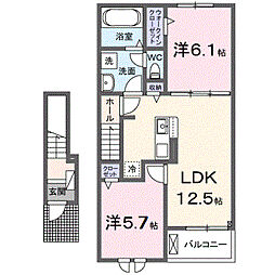 ジラソーレ・タデノ 2LDKの間取図画像