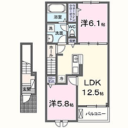 ジラソーレ・タデノ 2LDKの間取図画像