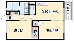 カーサ正保橋 2DKの間取図画像