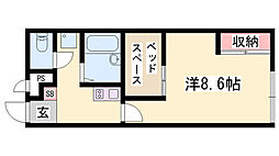 レオパレス赤穂2 1Kの間取図画像