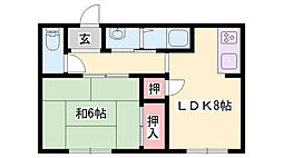 ハイツ千年藤 1LDKの間取図画像