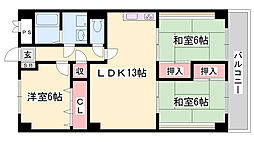 メゾン花北 3LDKの間取図画像