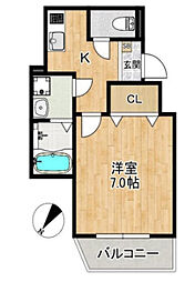 ALEGRIA姫路東 1Kの間取図画像