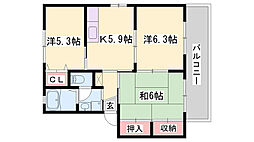 シャーメゾン志保A 3Kの間取図画像