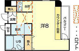 宝殿ヤングパレス ワンルームの間取図画像